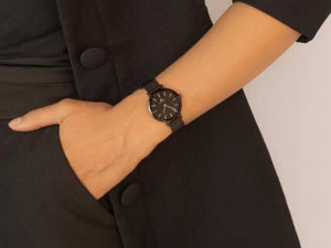 Relógio Feminino Pulseira Preta Saint Germain Houston Silver 32mm