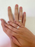 Aliança de Prata Namoro Compromisso  com Friso Diamantado em Prata Altura 4,5 cm