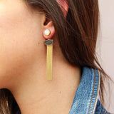 Brinco Ear Jacket Franjas de Pedra Natural Folheado a Ouro 18k