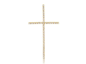 Colar de crucifixo com zircônias folheado a ouro 18k - Deitos Joias Finas