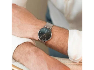 Relógio Minimalista Pulseira Prata Harlem Black Silver 40mm
